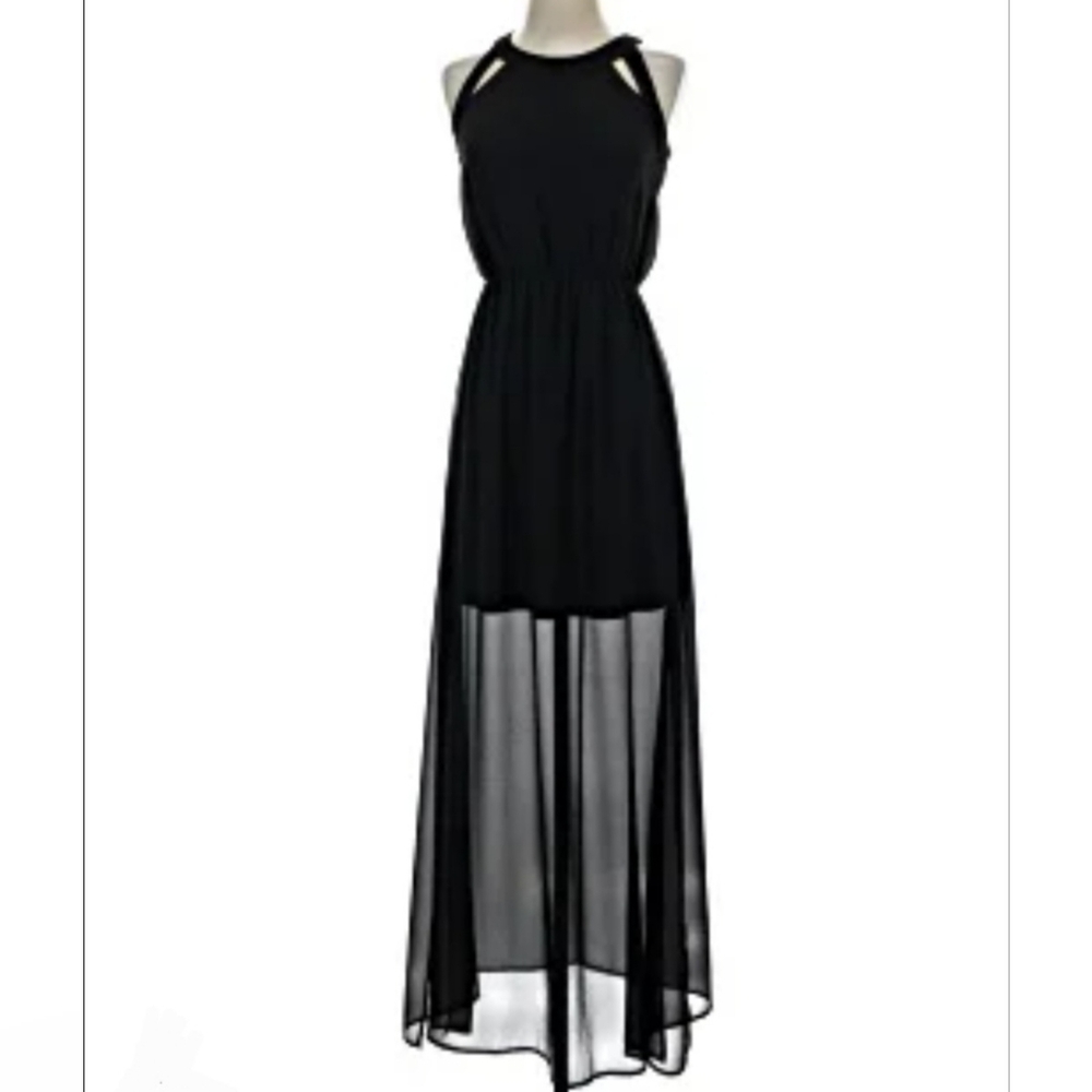 Xhilaration Black Sleeveless Maxi Dress
